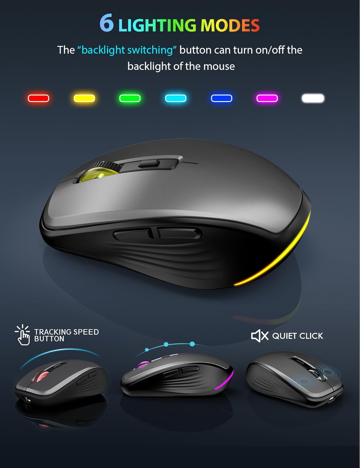 Wireless Backlit Keyboard Mouse Combo, Rechargeable, Slim - Image 6