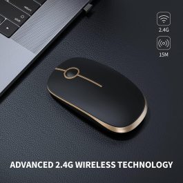 Wireless Slim Quiet Mouse, Black Gold